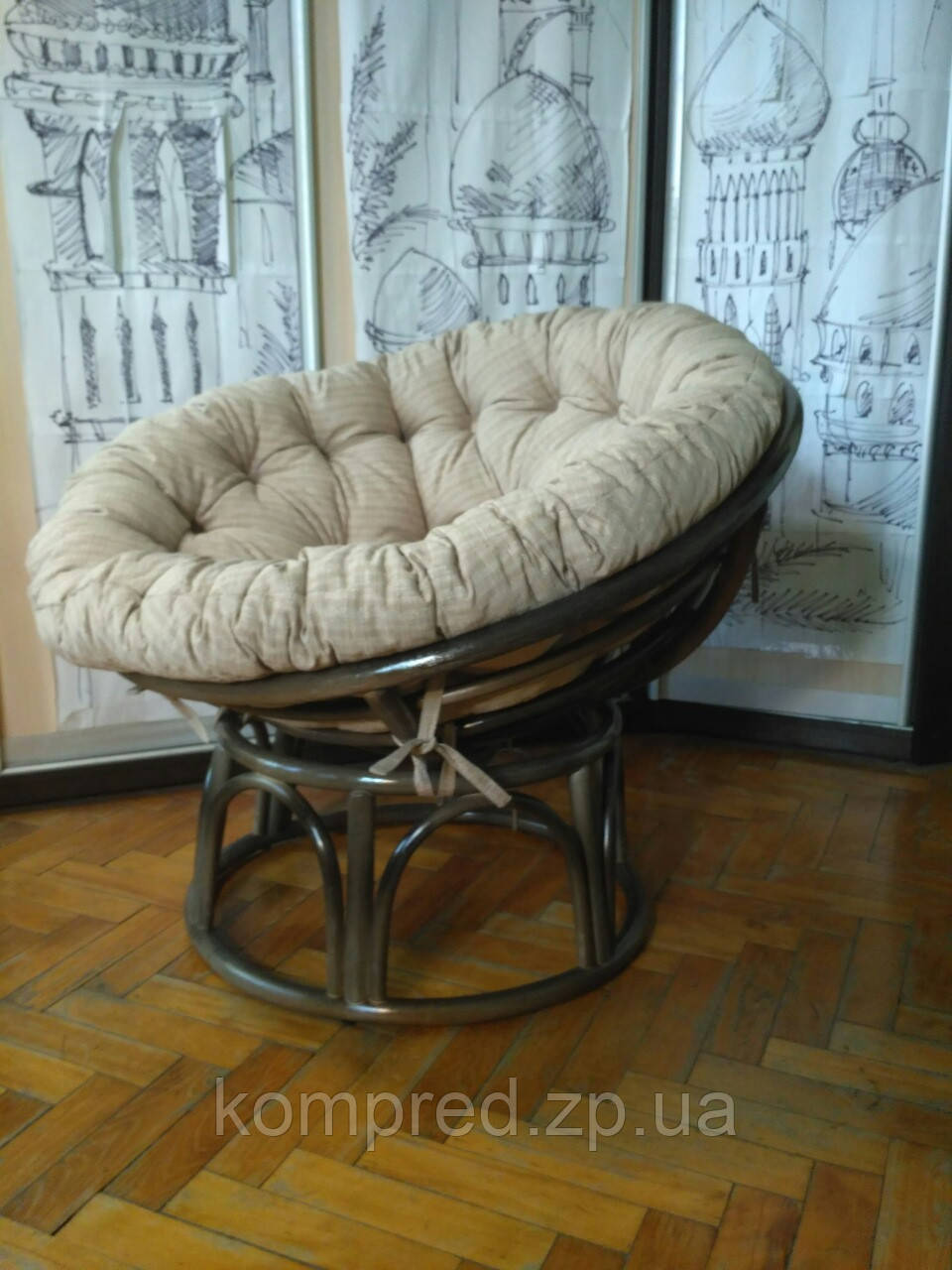 Кресло плетеное из ротанга для дома и сада Папасан с подушкой - фото 6 - id-p612776646