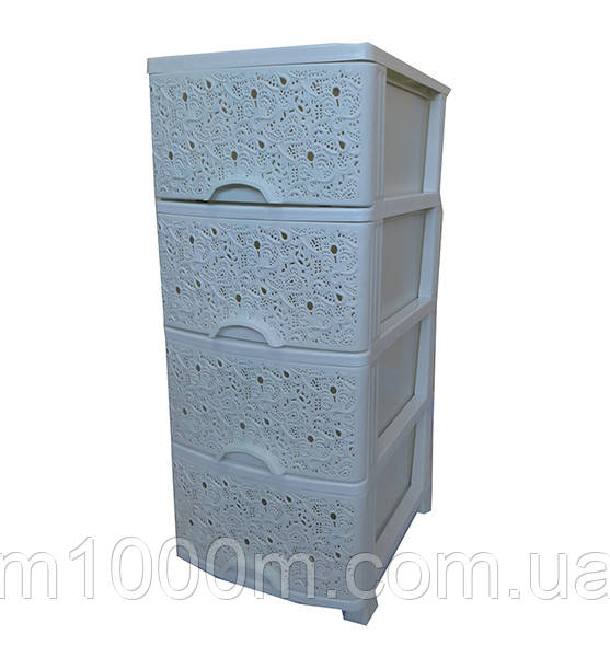 Комод пластмассовый ажурный 4 тумбочки Efe Plastics 38х46х90 см - фото 1 - id-p614301040