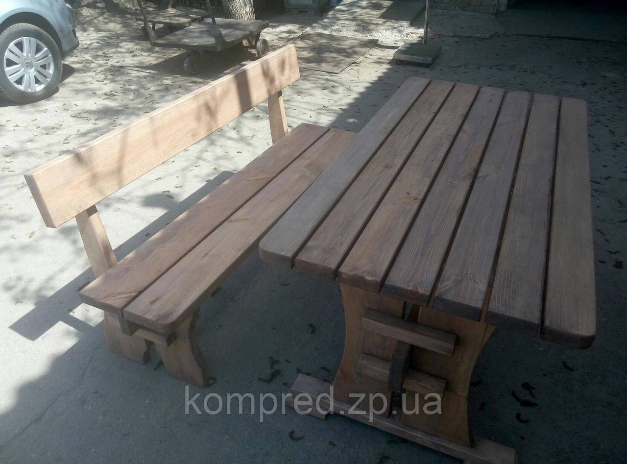 Обеденный комплект деревянной мебели стол и 2 лавки Деревенская 2м. - фото 4 - id-p614242979