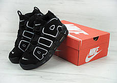 Кросівки чоловічі Найк Nike Air More Uptempo Black/White. ТОП Репліка ААА класу., фото 3