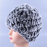 Хутряна шапка з кролика Рекс сіра, фото 2