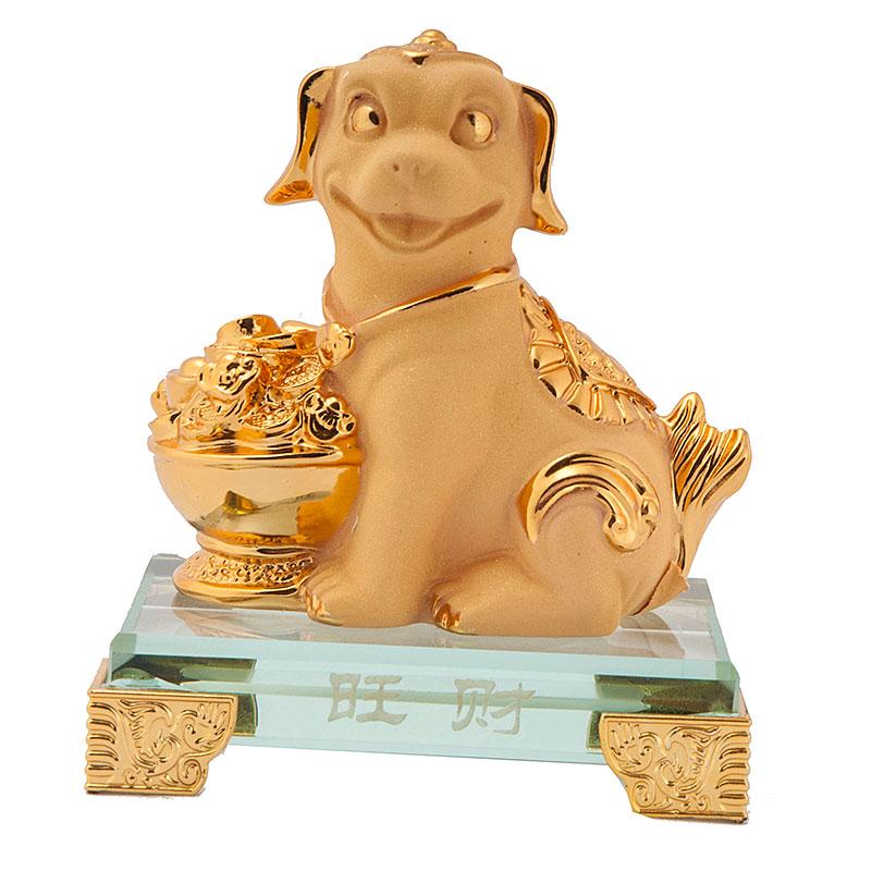 Статуетка собака гороскоп 10х9х6,5 см Золотиста (В4933)