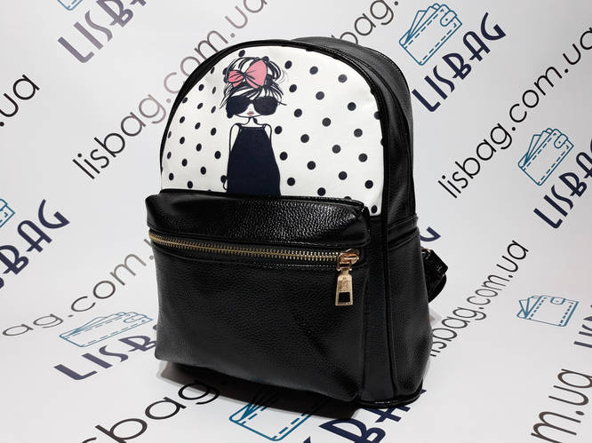 Маленький женский рюкзак портфель черный из искусственной кожи с ...
