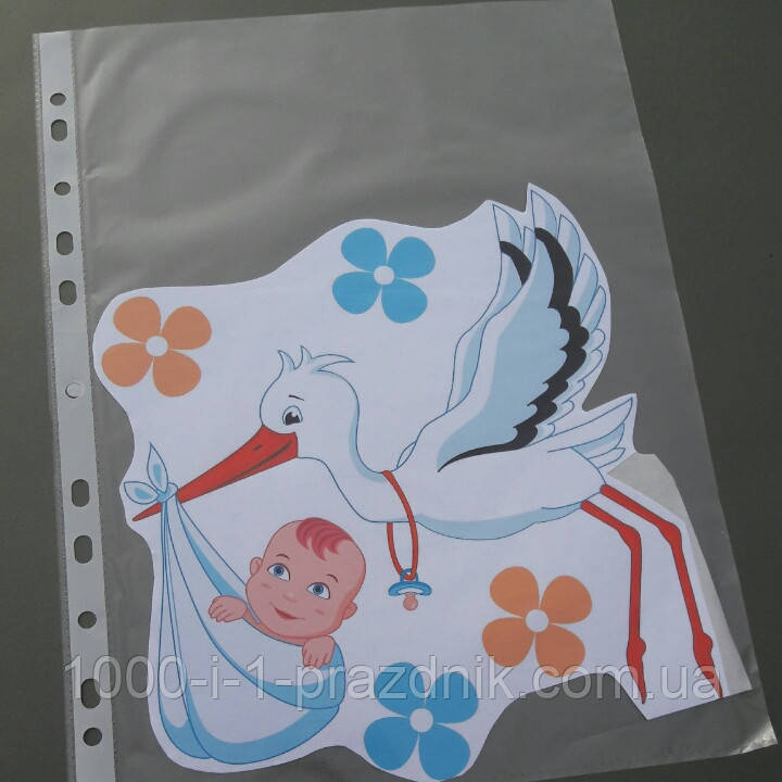 Наклейка Аист с малышом и цветочками - фото 2 - id-p614663671