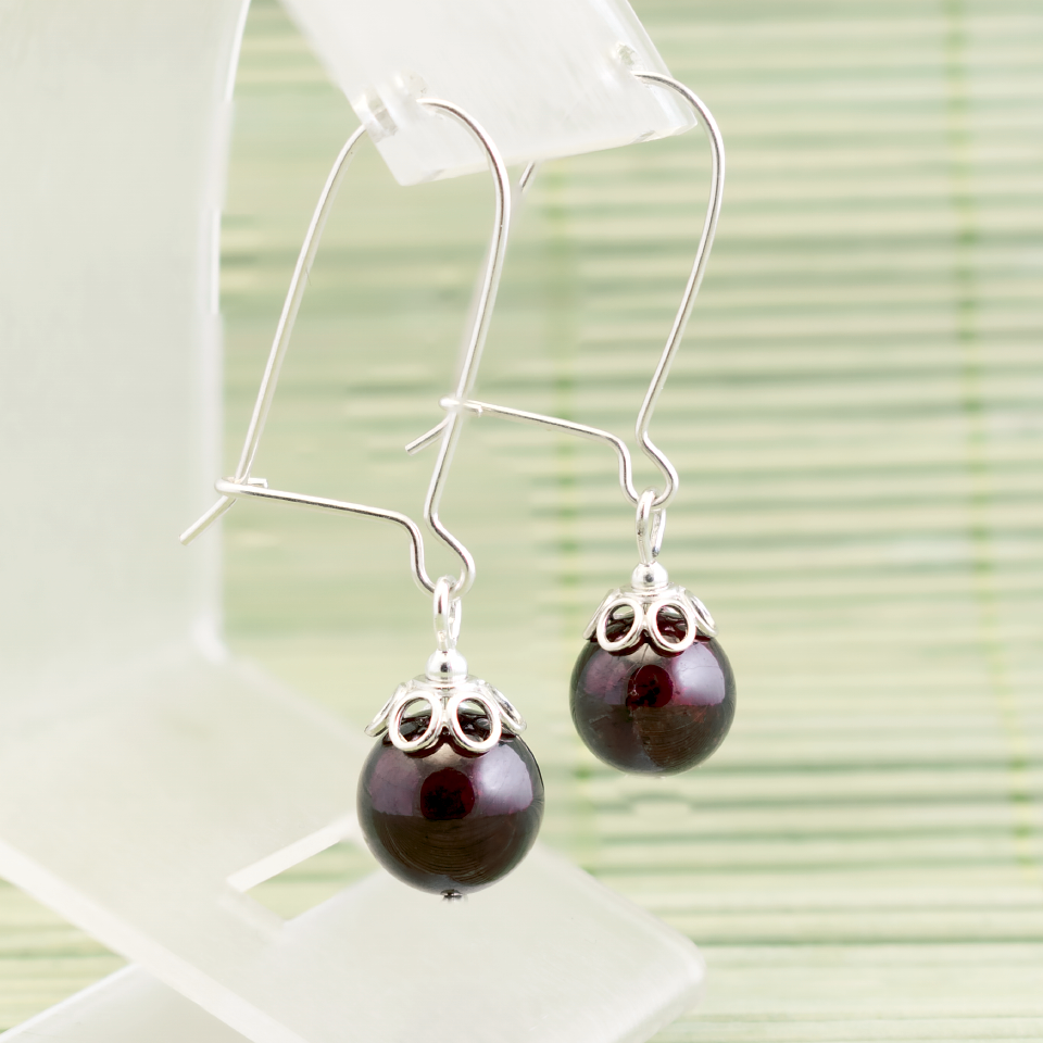 Гранат, срібло 925, Ø11, сережки, 292СРГ