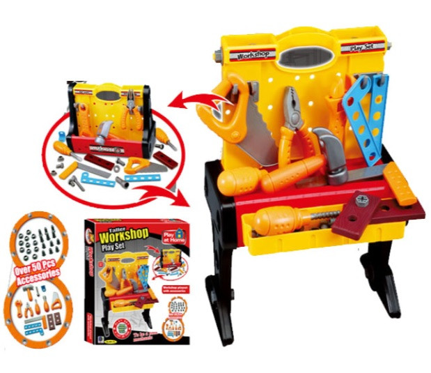 Набір інструментів у коробці стіл пилу молоток ключі плоскогубці, фото 1