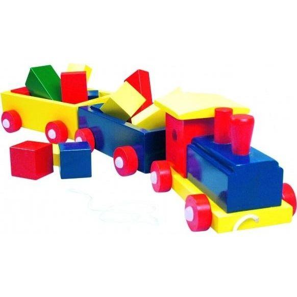 Дерев'яна розвиваюча іграшка "Потяг великий з 2 вагонами" для дітей від 1 року ТМ Bіno 82141