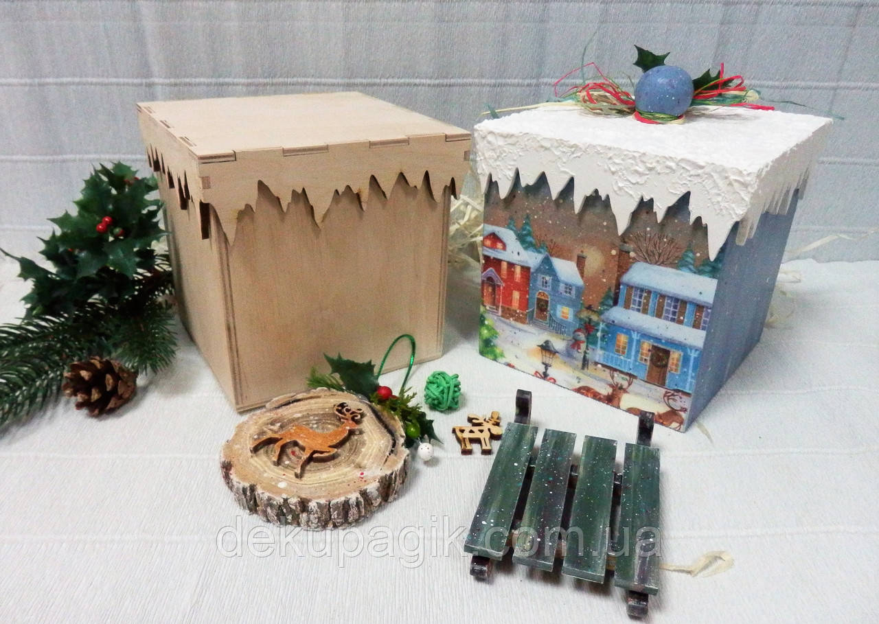 Заготівля Короб для солодощів, з бурульками 12х12х12см, фото 1