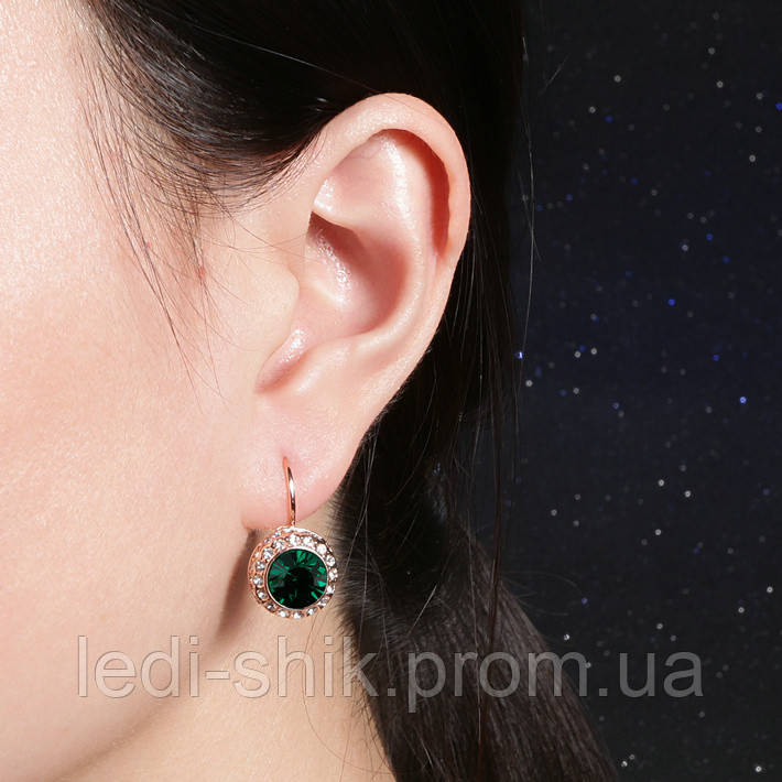 Комплект украшений с зелеными кристаллами Stellux (колье и серьги) - фото 5 - id-p615168105