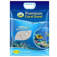 BLUE TREASURE Premium Coral Sand Кораловий грунт арагонитовый білий, 2-3 мм, 5 кг, коралова крихта