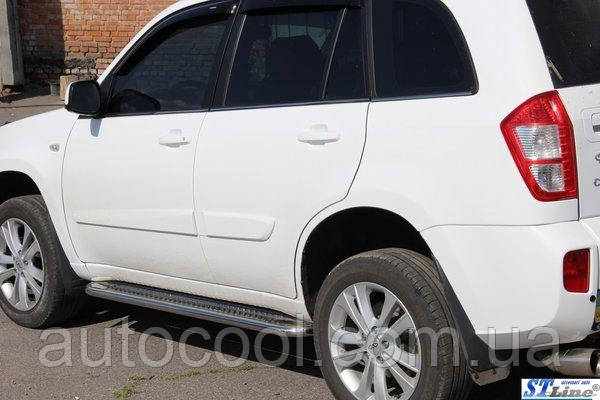 Бічні пороги майданчик неіржавка сталь Chery Tiggo 2005-2013 р.в. Чери Тиго