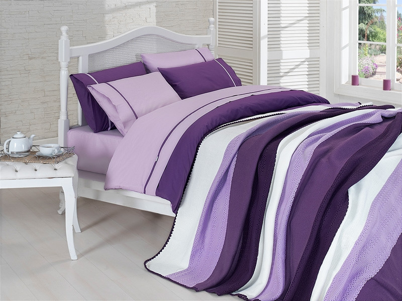 Комплект постільної білизни First choice з в'язаним покривалом