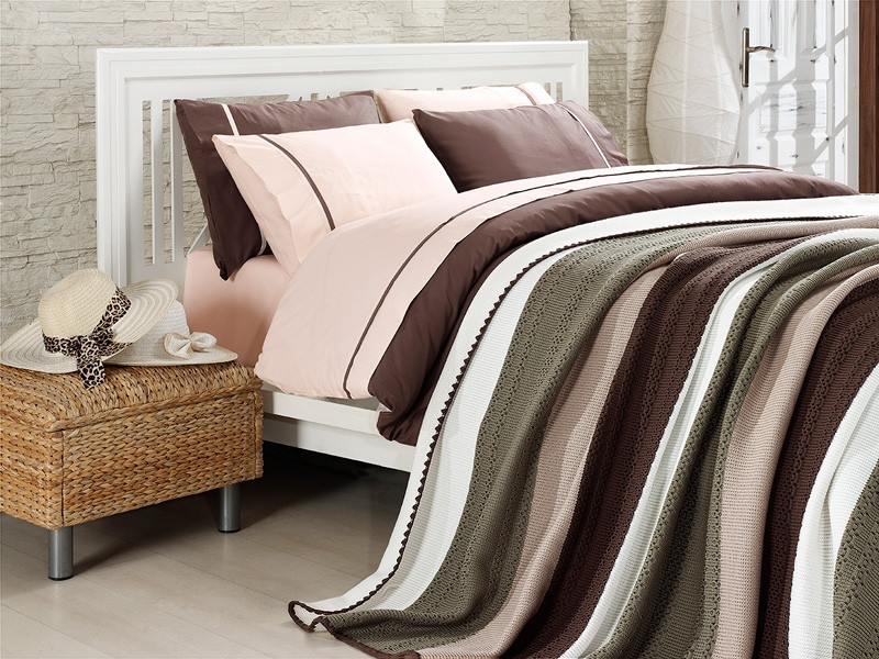 Комплект постільної білизни First choice з в'язаним покривалом