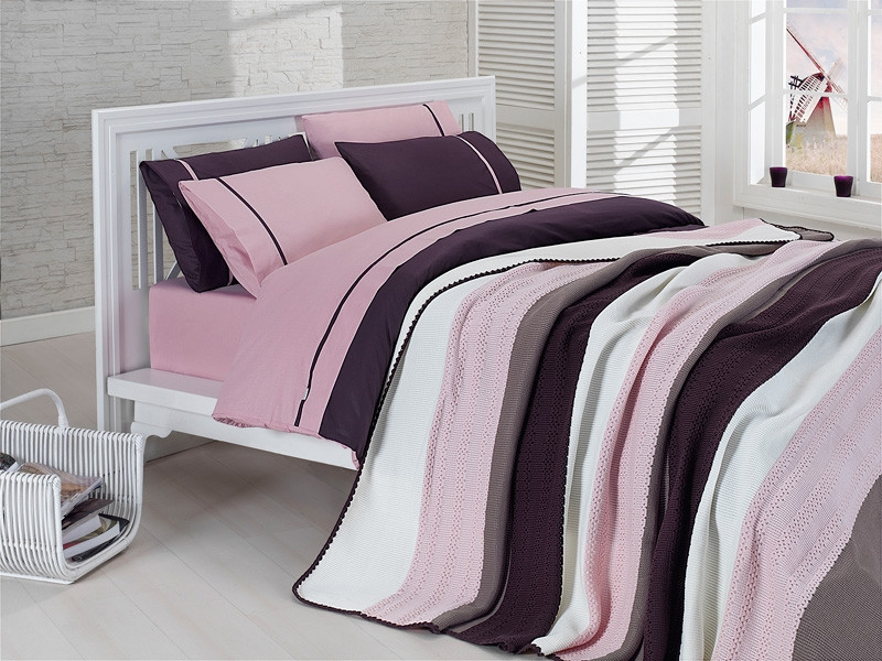 Комплект постільної білизни First choice з в'язаним покривалом