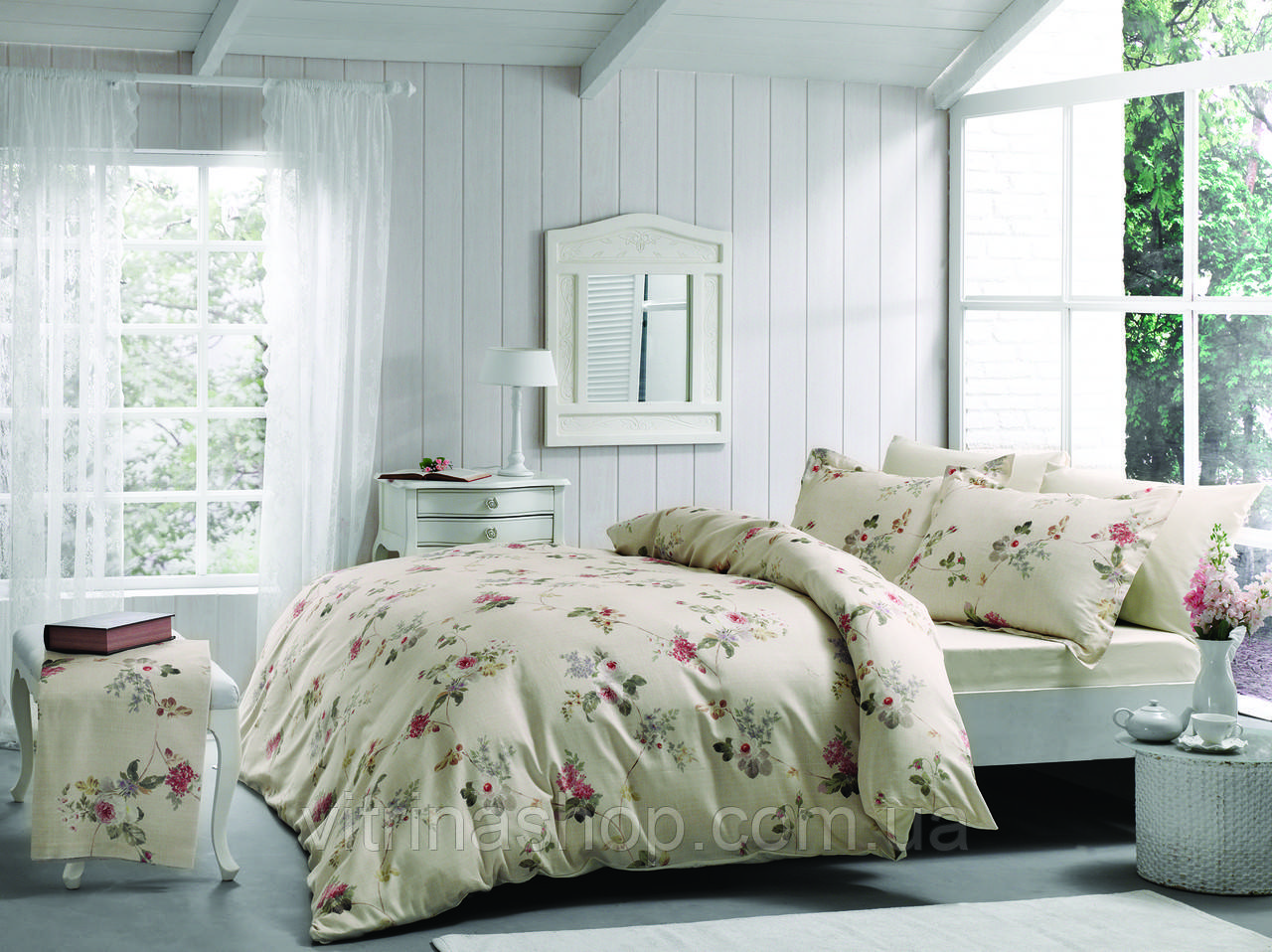 Комплект постільної білизни Tivolyo Home сімейний Peony