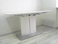 Сучасний обідній розкладний стіл Dallas (Даллас), колір білий, стільниця МДФ, гартоване скло, фото 7