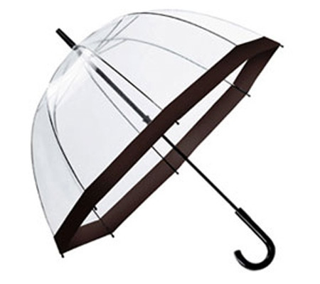 Прозора парасолька-тростина з чорним обідком купол 8 спиць Жіноча купольна парасолька тростина напівавтомат