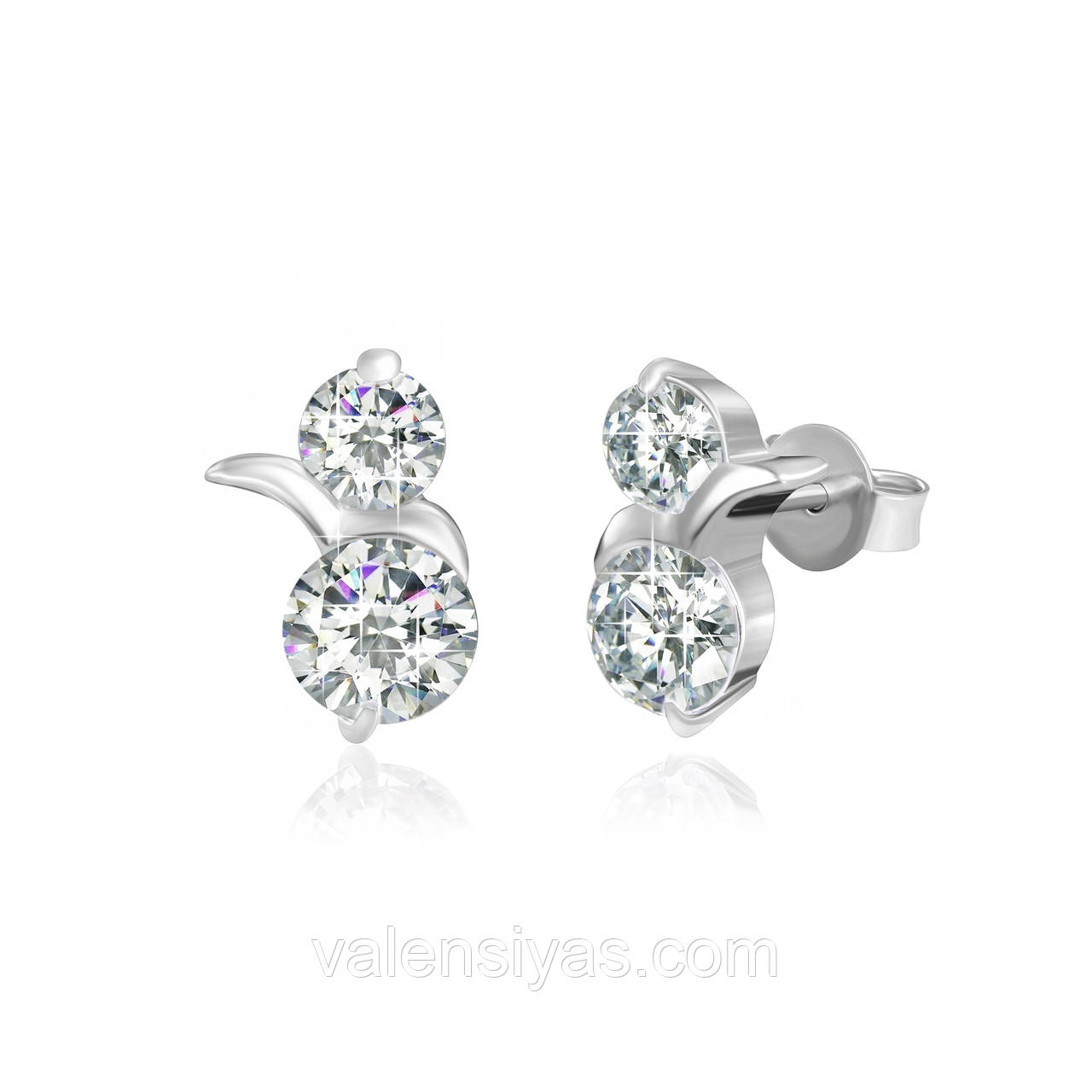 Сережки-пусети зі срібла з фіанітами СК2Ф/415