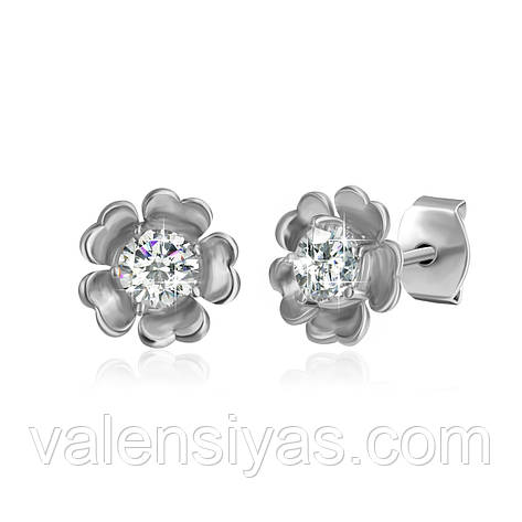 Срібні пузети Квіточки з фіанітами СК2Ф/417, фото 1
