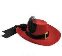 Шляпа Мушкетера с пером (красная)