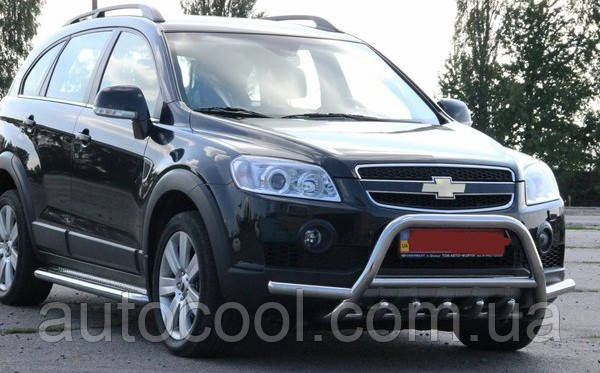 Кенгурник з вусами, захист переднього бампера Chevrolet Captiva 2006+ г.в. Шевролет Каптіва