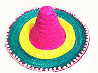 Шляпа Сомбреро 60 см цветная с кисточками.