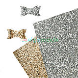 Кожзам з крупними блискітками ЗОЛОТО, 20х26 см, Китай, фото 3