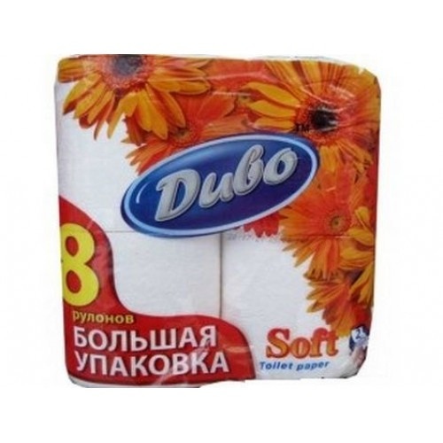 Папір туалетний Диво-макулатурний Soft на гільзі 8 л 2-шар. білий тп.дв8б