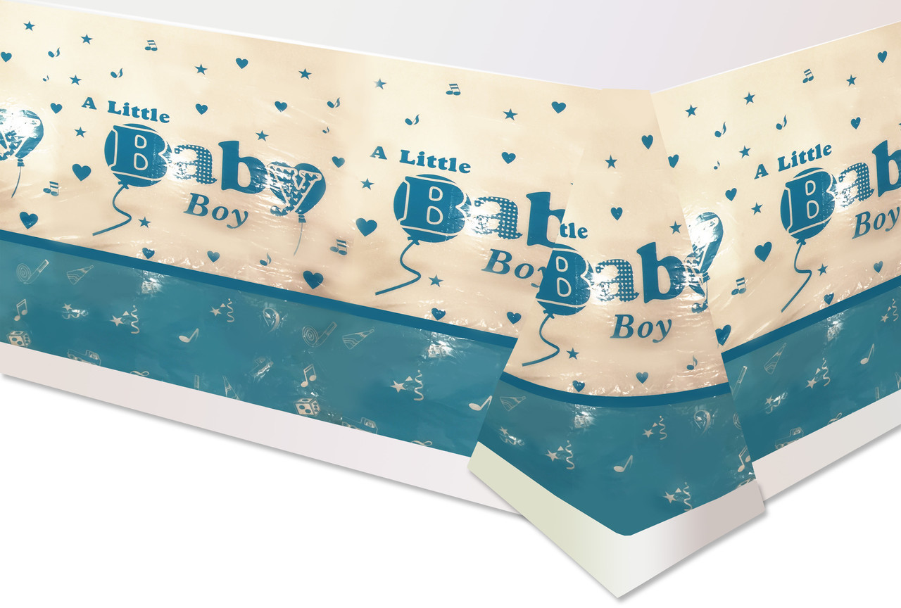 Скатертина дитяча одноразова з малюнками - Little_Baby Boy_baby shower, Гендер Паті Блакитний