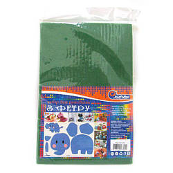 Фетр A4 зелений 10 аркушів 170 г/м2 (1.2мм/20x30см)