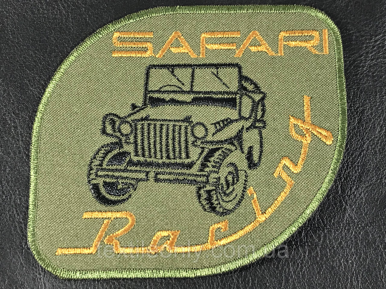 Нашивка safari racing колір хакі з коричневим 110х98 мм