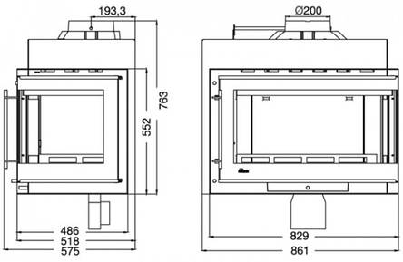 КАМІННА ТОПКА UNIFLAM 850 PRESTIGE LBS ЛЕВЕ КОМБІРОВАНЕ СТЕКЛО, фото 3