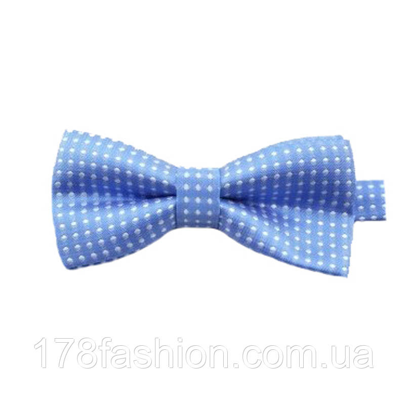 Дитячий стильний жакардовий метелик No 14 світло-синя в білий горох, фото 1