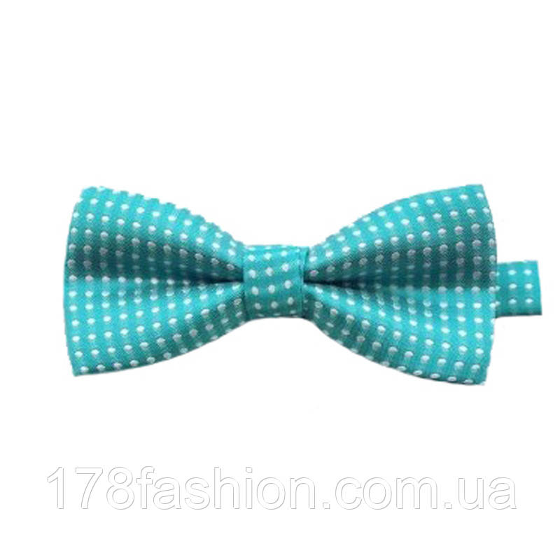 Дитячий стильний жакардовий метелик No 15 блакитний у білий горох, фото 1