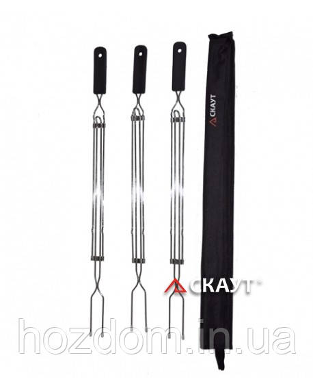 Шампура розсувні 3 шт. у комплекті з чохлом, фото 1