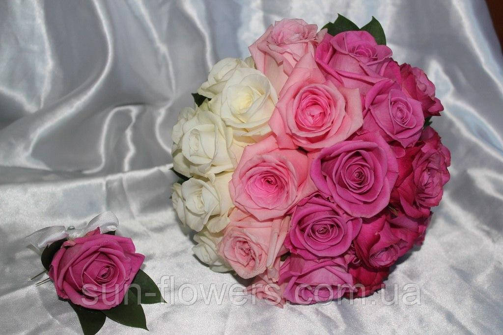 Букет нареченої біло-рожевий, фото 1