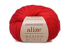 Alize MERINO ROYAL (Меріно Роял) № 56 червоний (Вовняна пряжа, нитки для в'язання)