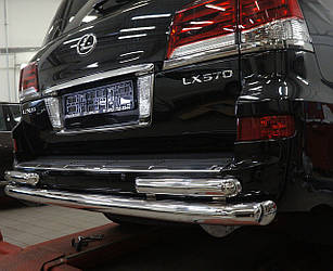 Захист заднього бампера на Lexus LX (з 2014--) Can Otomotiv d76/60 mm