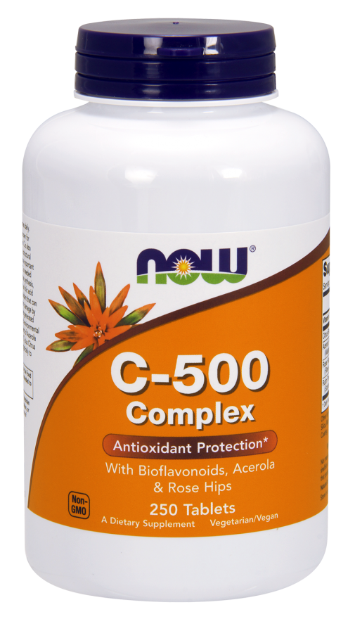 Вітамін C-500 з шипшиною, With Rose Hips, Now Foods, 250 таблеток