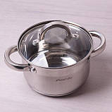  Каструля Kamille 1.8 л з неіржавкої сталі з кришкою та порожнистими ручками, фото 2