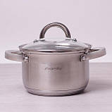  Каструля Kamille 1.8 л з неіржавкої сталі з кришкою та порожнистими ручками, фото 3