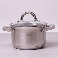 Каструля Kamille 4.5 л з неіржавкої сталі з кришкою та порошеними ручками 