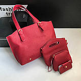 Жіноча сумка в наборі + міні сумочка червона 4в1, фото 2