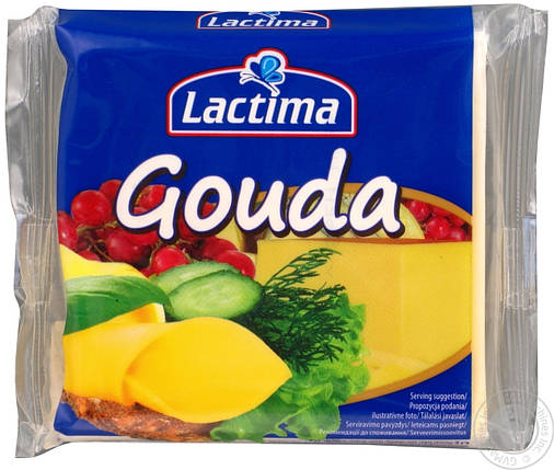 Плавлений тостерний сир Lactima Gouda 130gr. (8 тикиків), фото 2