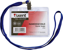 Бейдж горизонтальний Axent 114х105мм на шнурку 4504-A