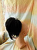 Хвіст короткий пальмочкою на крабі з термоволосся "рожки" чорно-шоколадний 6154Аt -2, фото 2