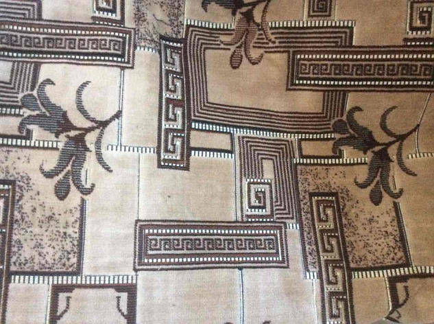 Покривало бежевий з коричневим малюнком 180*220 (дивандек) гобеленове, фото 1