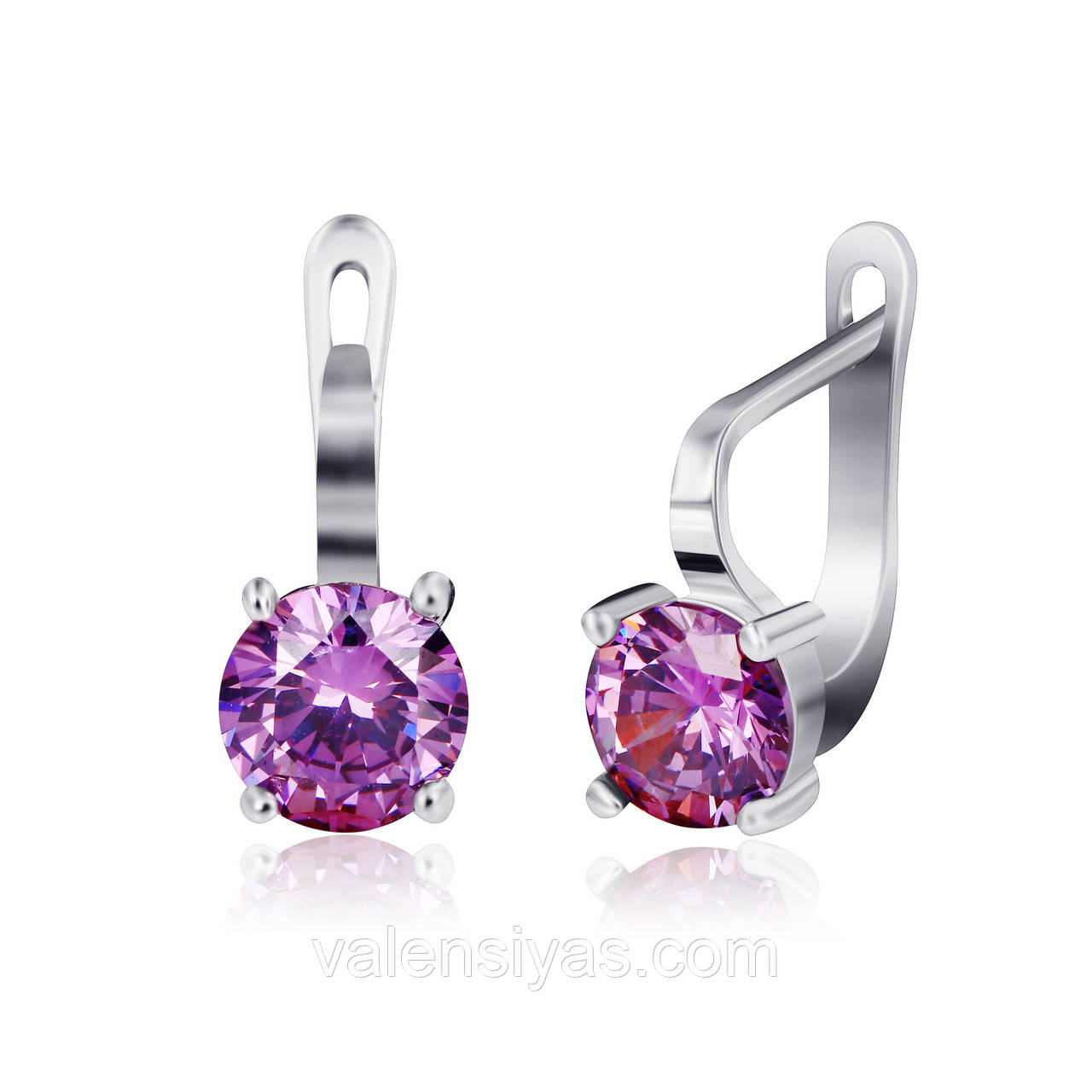 Срібні сережки-комплект із круглими каменями СК2ФА/404