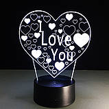 Прикольні подарунки чоловікові на 14 лютого 3D Світильник I Love You Ідеї подарунків парню на день Святого Валентина, фото 8