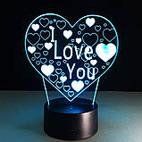 Подарунок невечеві на 8 березня 3D Світильник I Love You Подарунок дівчині 8 березня Подарунок на 8 березня дівчині, фото 9